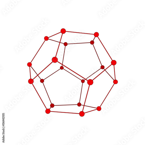 Molecular lattice in the form of a dodecahedron. Vector illustra