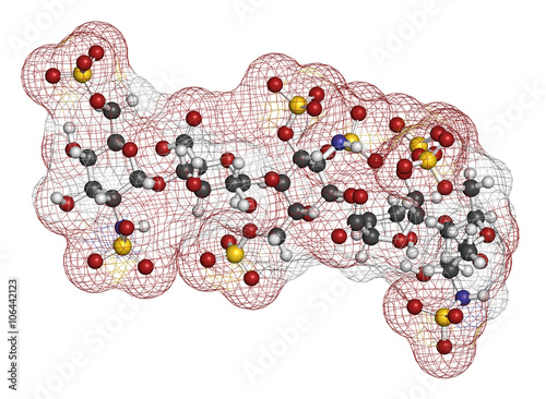 Fondaparinux anticoagulant drug molecule. 3D rendering.  photo