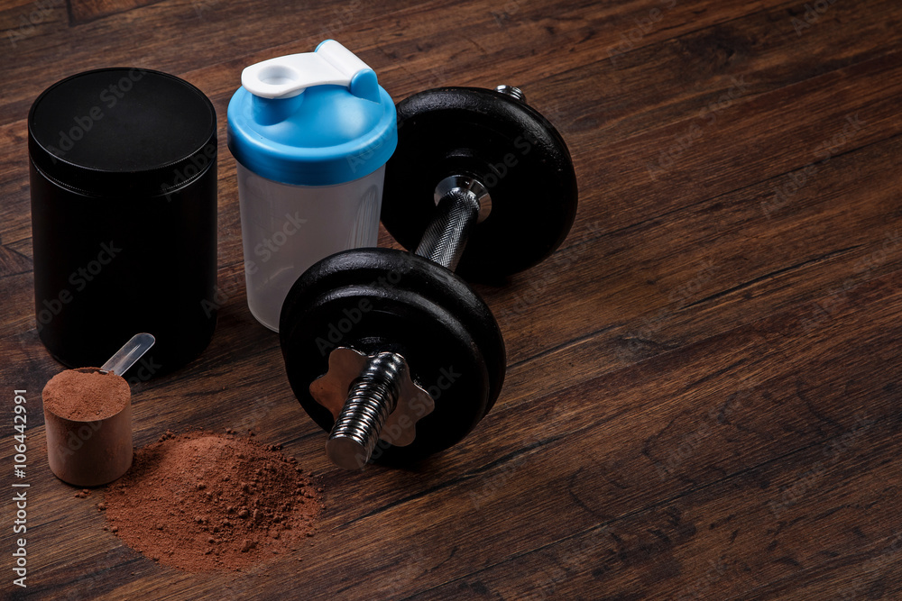 Dumbell and protein powder Dumbell and protein powder