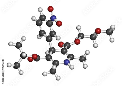 Nimodopine vasospasm drug molecule. 3D rendering.  photo