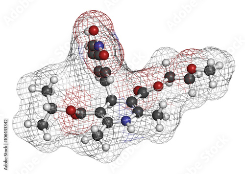 Nimodopine vasospasm drug molecule. 3D rendering.  photo