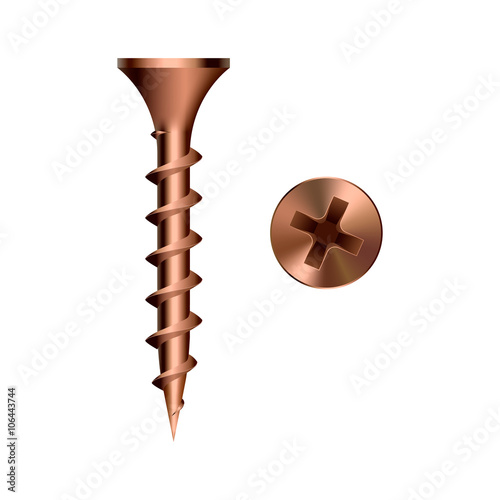 Metallic screw isolated on ...