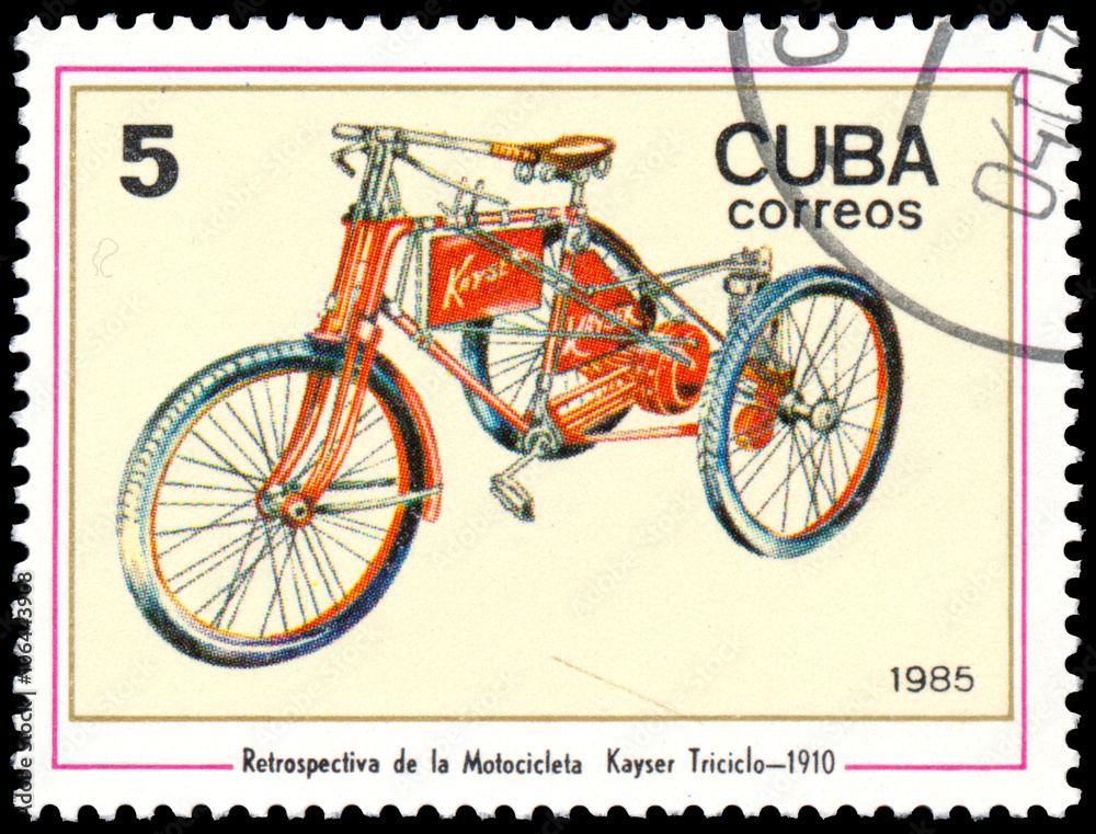 Stamp printed in CUBA shows a Kayser Triciclo