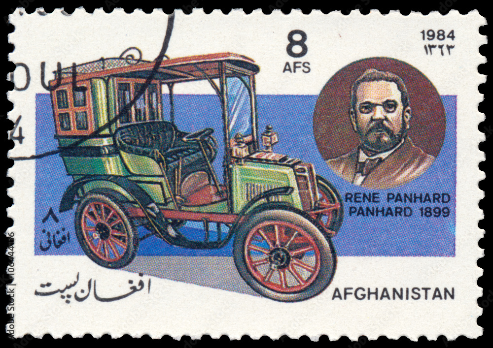 Stamp printed in Afghanistan shows car  Panhard