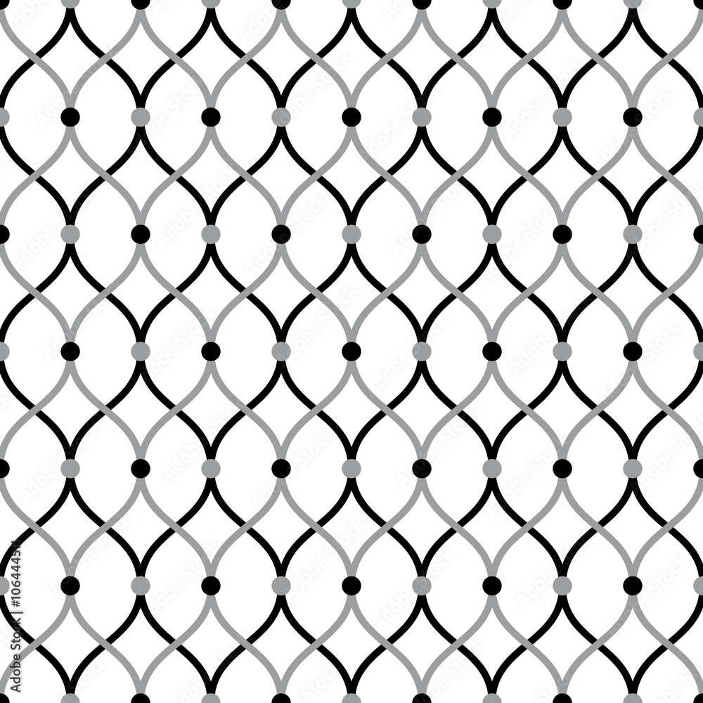Naklejka premium Seamless black and white overlaying rounded zigzag pattern vector