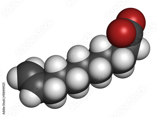 Undecylenic acid topical antifungal drug molecule. 3D rendering. photo