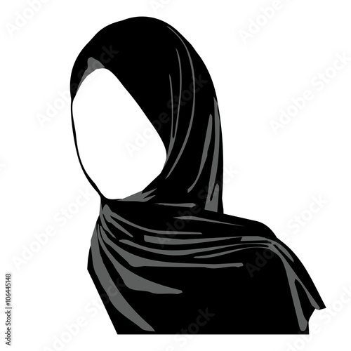 Hijab wearing logo. Islamic traditional clothes. icon of hijab. Eastern Women's Clothing logo. Arab headscarf. vector illustration hijab girl. 