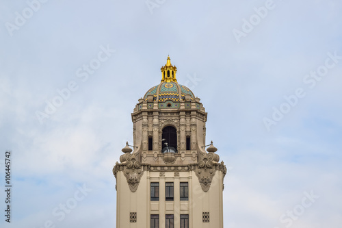 California Los Angeles Beverly Hills City Hall as seen from the front entrance on a sunny day.