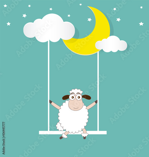 Sheep Swinging On a Moon and Cloud