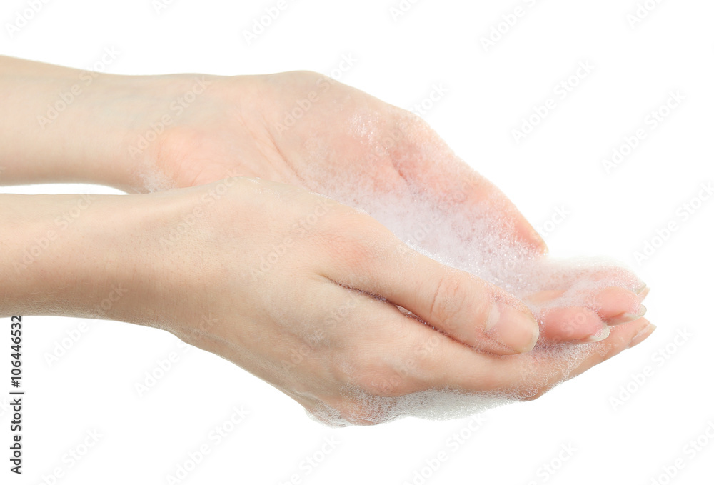 Washing hands, isolated on white Washing hands, isolated on white