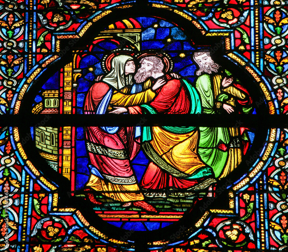 Mother Mary and Saint Joachim - Stained Glass