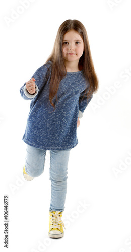 Little girl running forward...