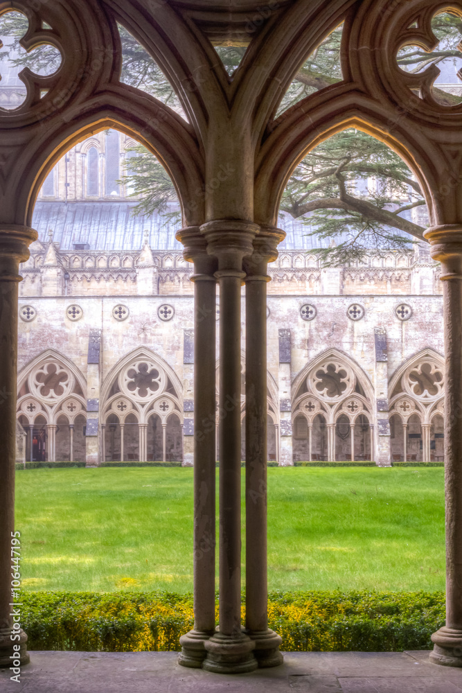 Salisbury Cathedral Cloisters Arches HDR
