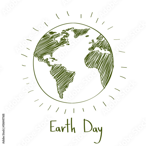 Earth Day Green Sketch Globe Ecological Protection