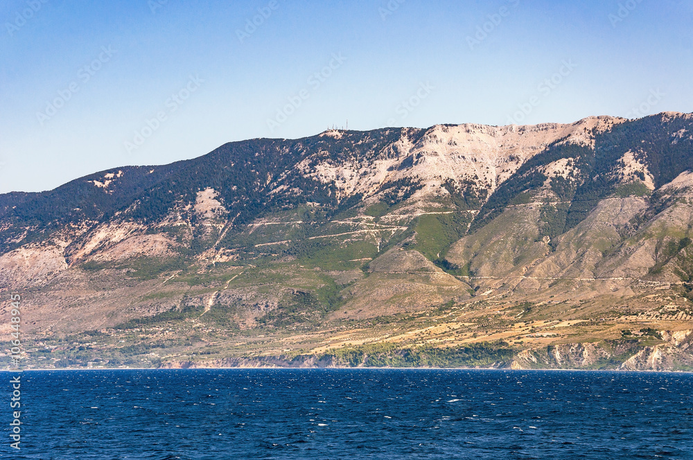 View of Cephalonia Island from the sea