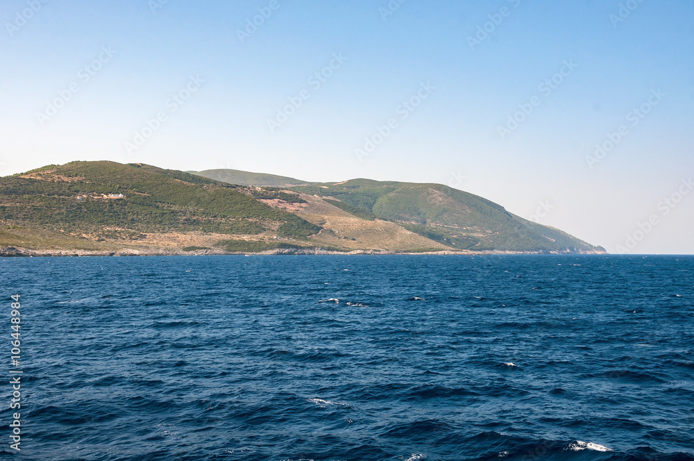 View of Zakynthos Island from the sea