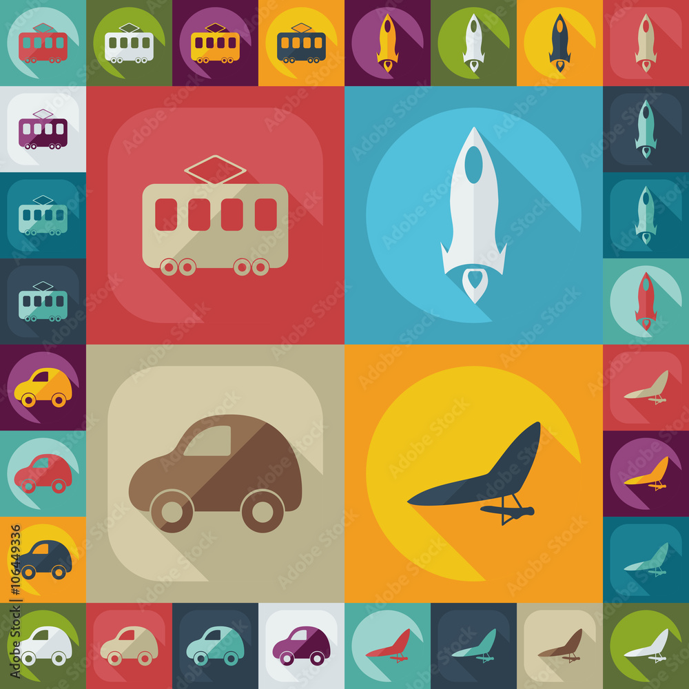 Naklejka premium assembly icons of transport delivery set collection
