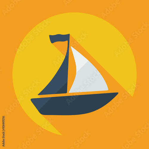 Flat modern design with shadow icon sailing ship