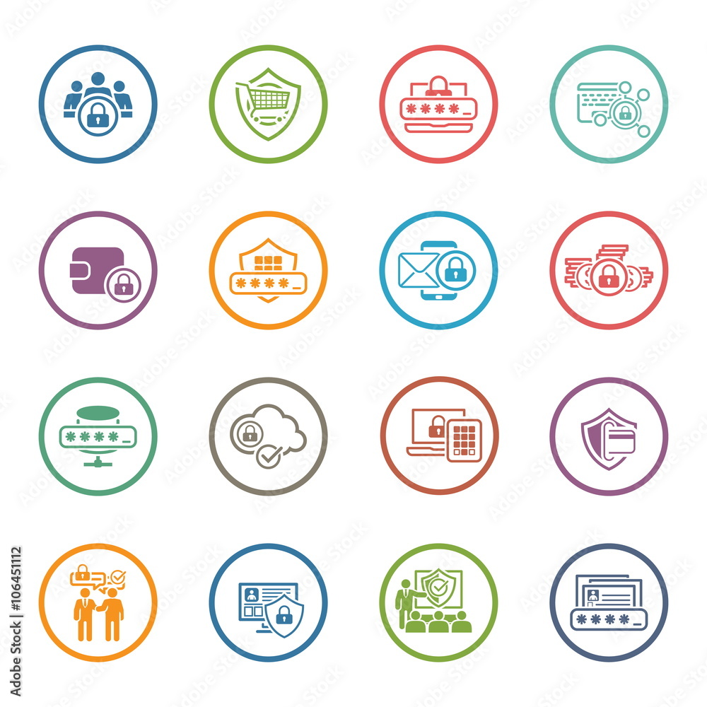 Flat Design Protection and Security Icons Set. Flat Design Protection and Security Icons Set.
