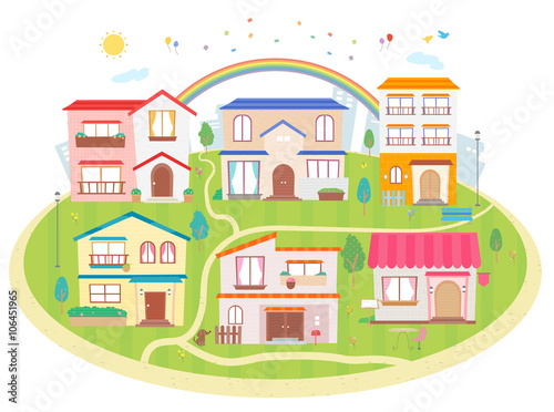 平和な街のイラスト