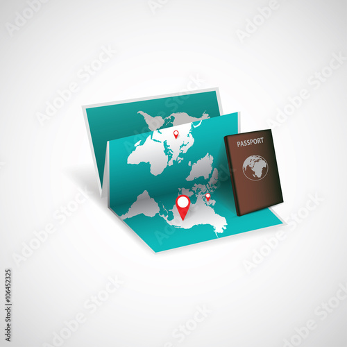 Realistic design World map with Pasport