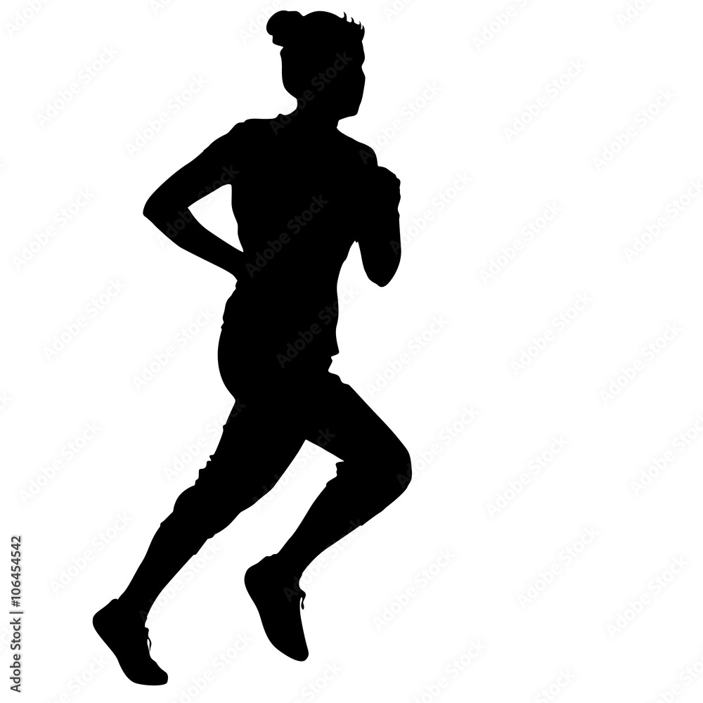 Silhouettes Runners on sprint, women. vector illustration.