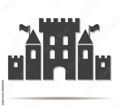 fantasy castle double shadow icon vector