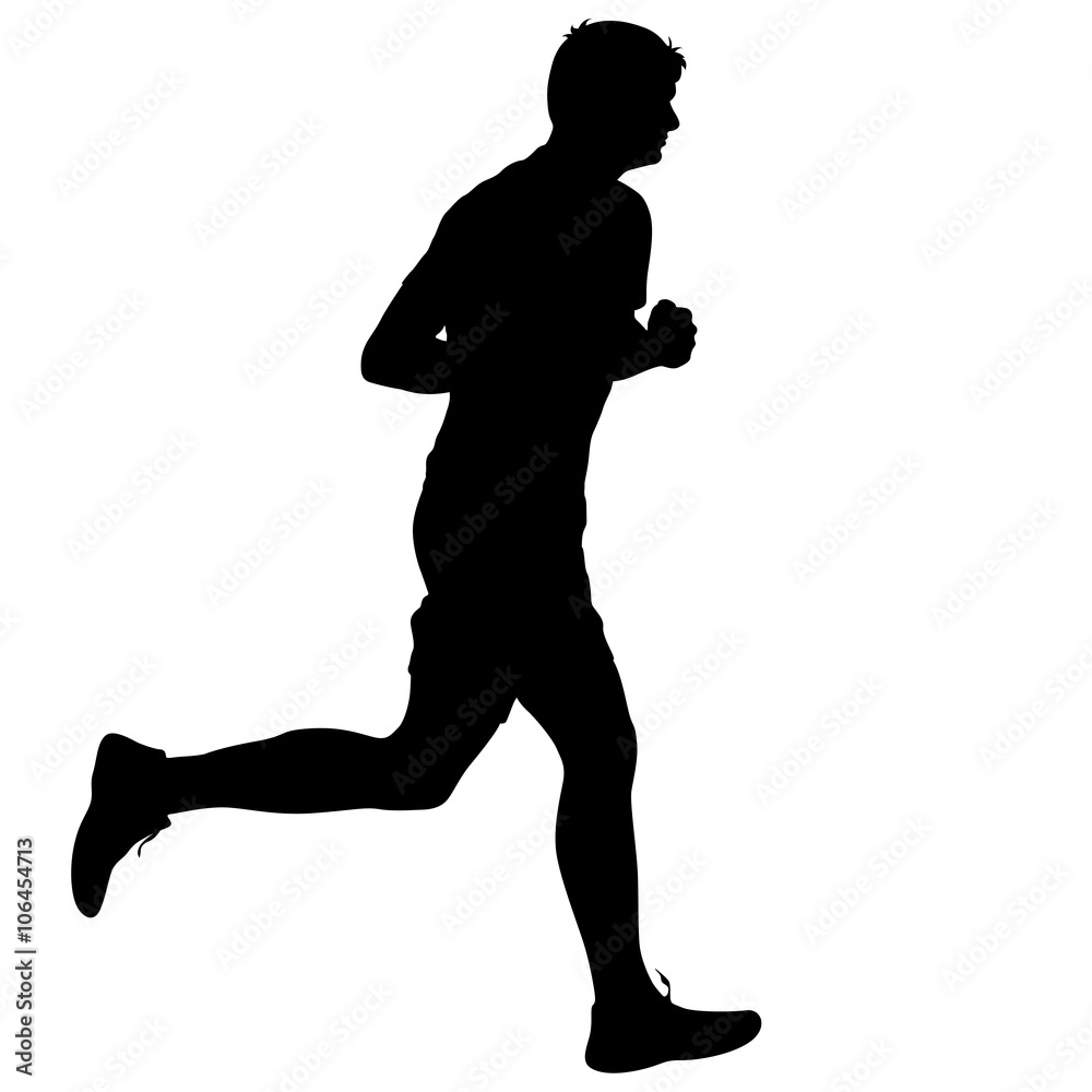 Obraz premium Silhouettes Runners on sprint, men. vector illustration.
