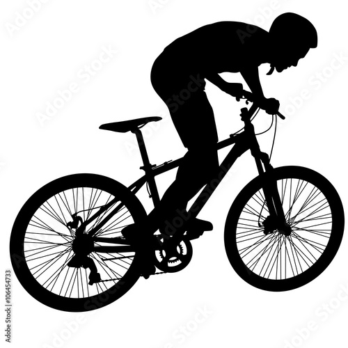 Silhouette of a cyclist male.  vector illustration.