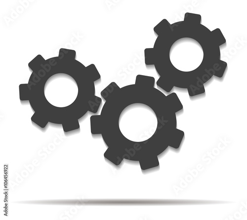 gears double shadow icon vector