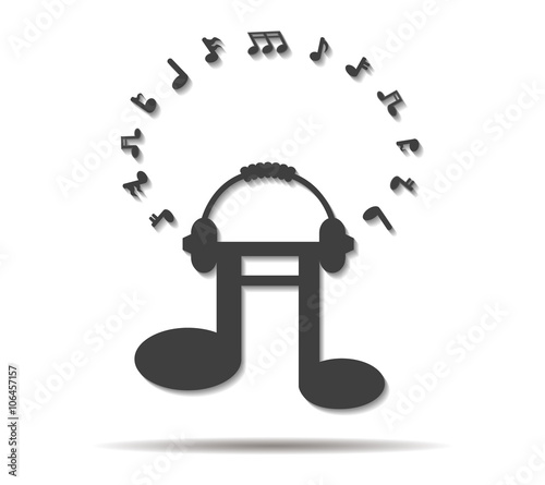 music double shadow icon vector