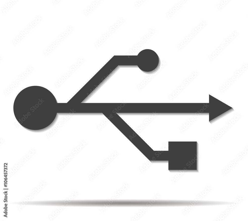 usb double shadow icon vector usb double shadow icon vector