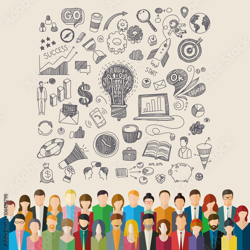 The crowd of abstract people.