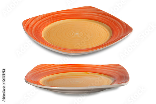 empty colorful dish on white background