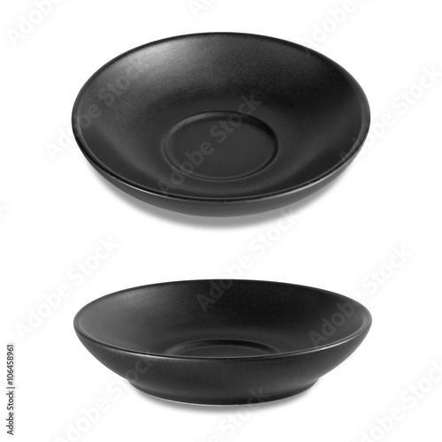 empty black dish on white background