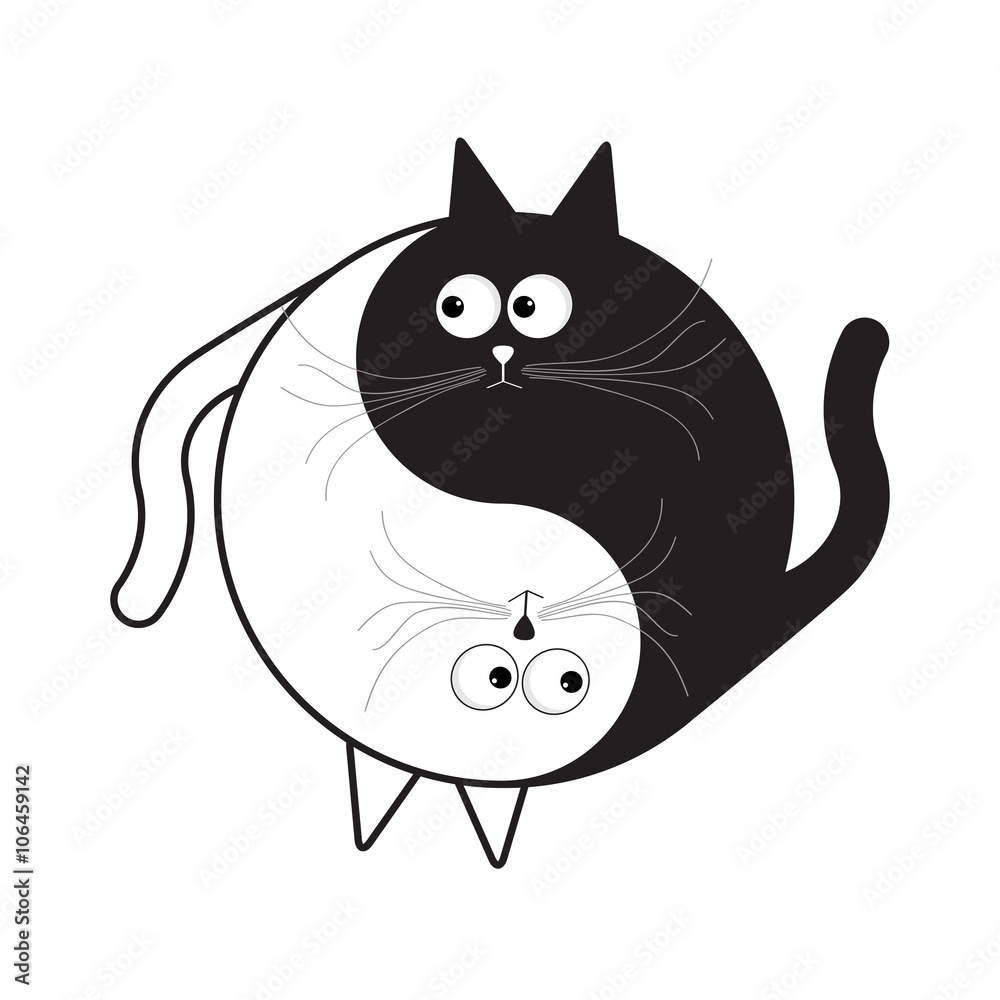 Funny White Cat Icon In Cartoon Style Stock Illustration