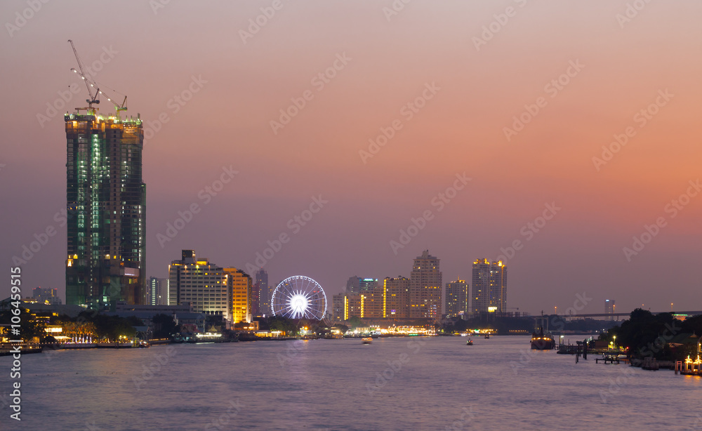 Fototapeta premium Building and River City, Bangkok