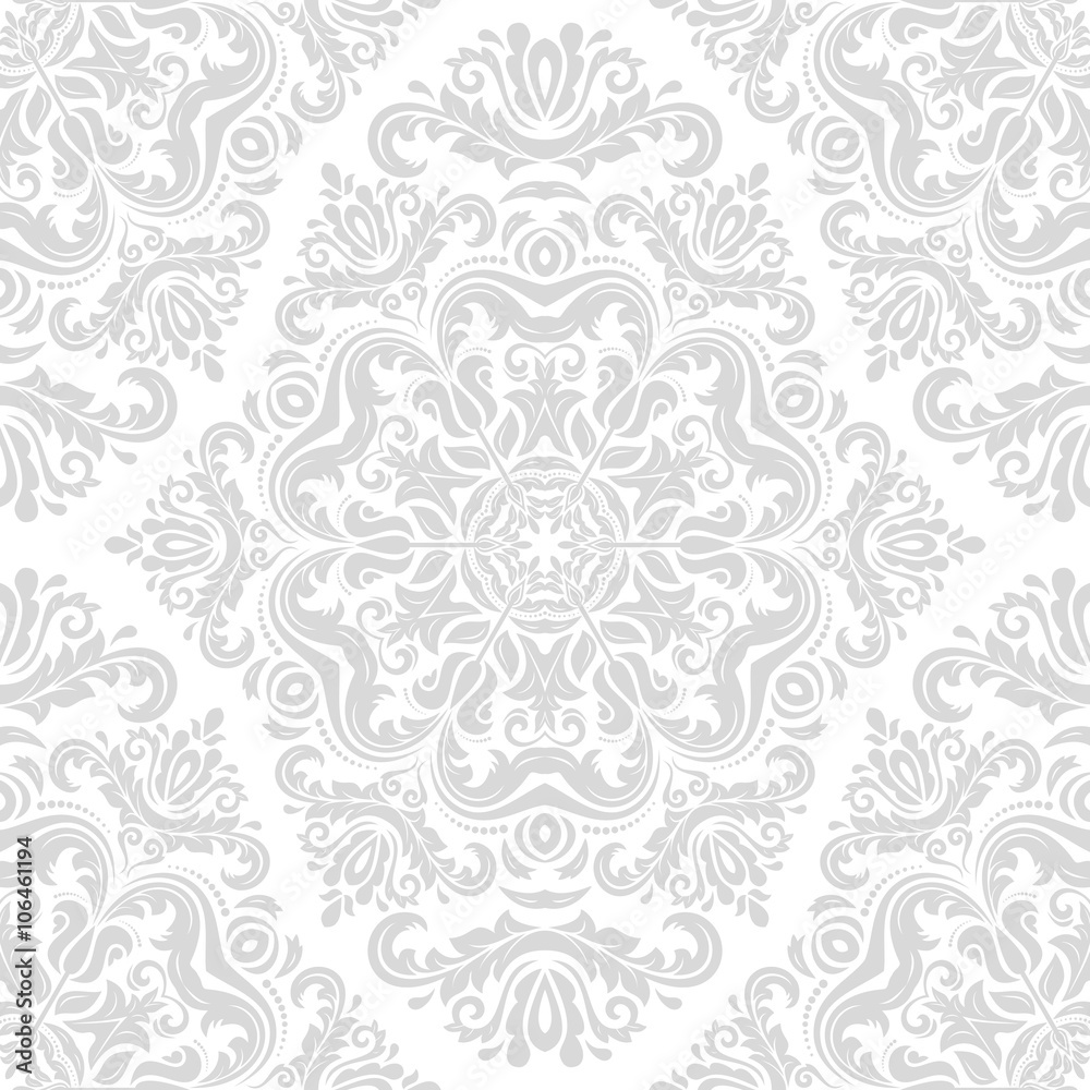 Seamless oriental ornament in the style of baroque. Traditional light classic vector pattern
