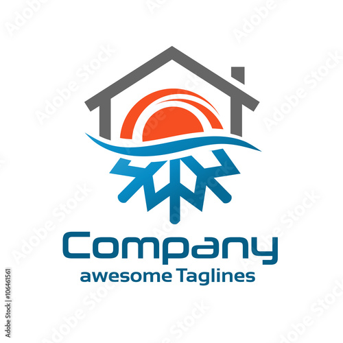 Hot And Cold Symbol with roofing logo