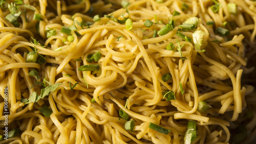 Asian noodles with fresh green onion,