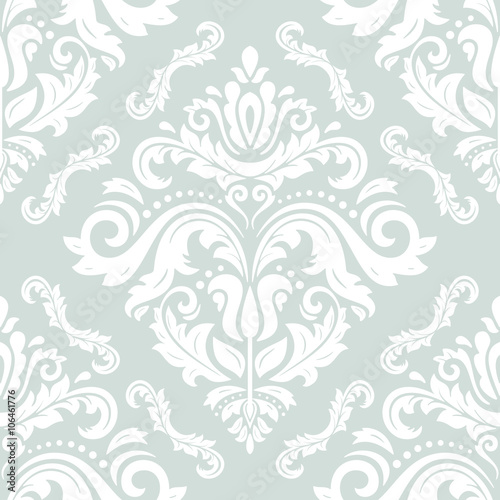 Oriental vector classic ornament. Seamless abstract background with repeating elements. Light blue and white wallpaper