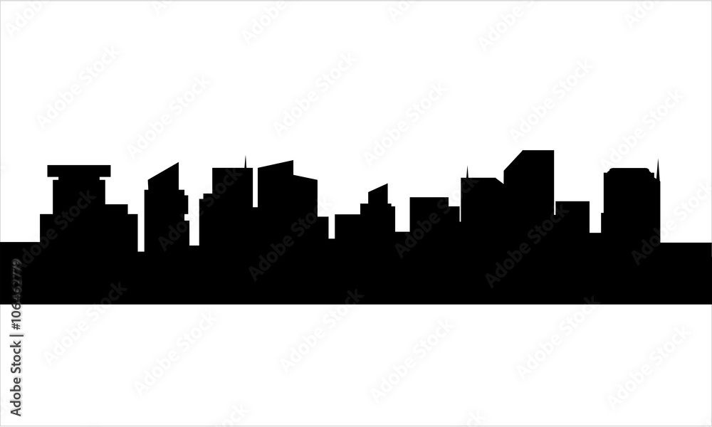 Silhouette of a little buildings