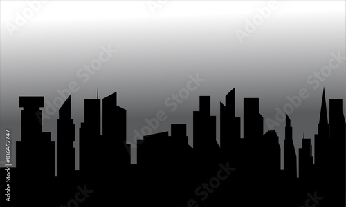 Silhouette of the city with tall buildings