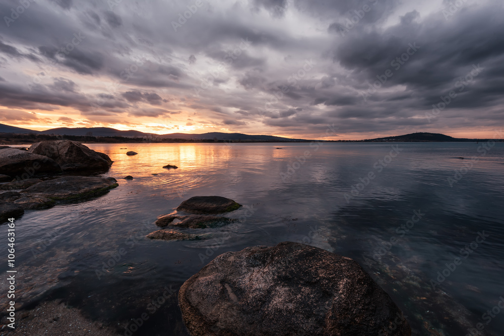 Cloudy sunset in Chernomorets, near Burgas, Bulgaria.