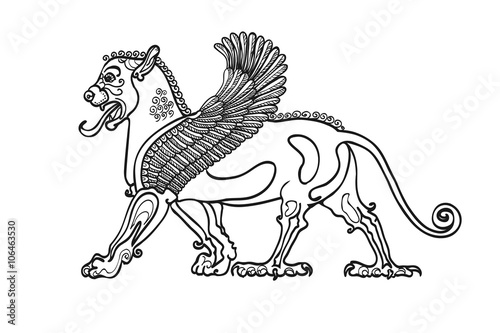 Coloring book, stylized drawing of the Gryphon