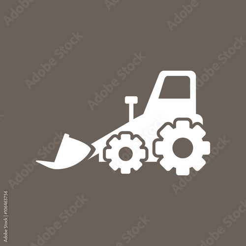 Bulldozer Icon on Dark Gray Color. Eps-10.