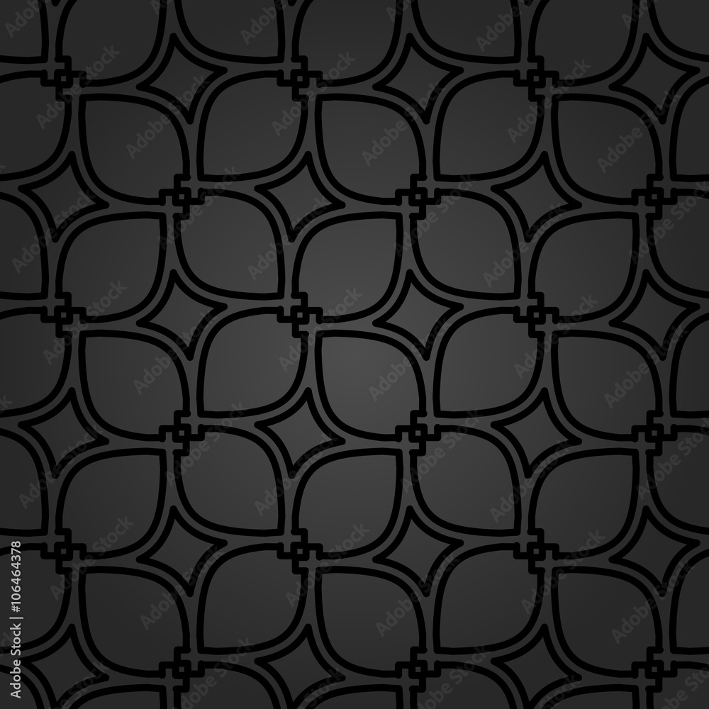 Fototapeta premium Seamless vector dark ornament. Modern geometric pattern with repeating elements