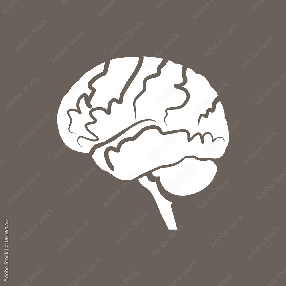 Human Brain Icon on Dark Gray Color. Eps-10. Human Brain Icon on Dark Gray Color. Eps-10.