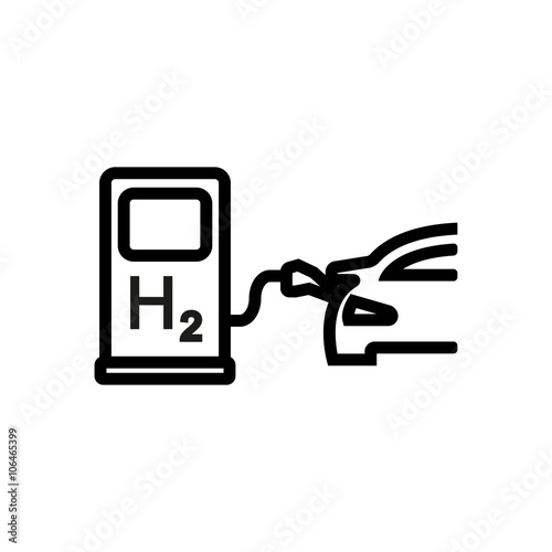 Vector line car hydrogen station icon. Fuel Cell Car.