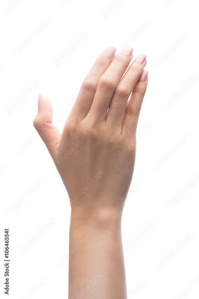 Hand holding virtual mobile phone isolated on white background Hand holding virtual mobile phone isolated on white background